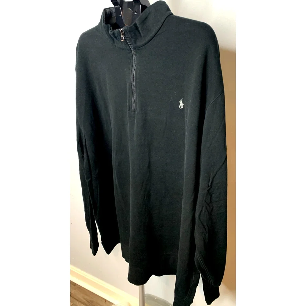 Polo Ralph Lauren Men's Size 4XLT Black Mock Neck 1/4 Zip Pullover NWT